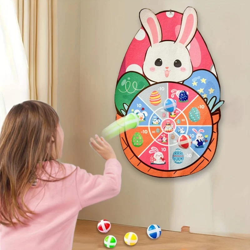 Kids Easter Sticky Ball Dartboard Game Set