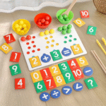 Educational Number Matching Toy Wooden Clip Beads Game Counting Toy for Kids - Image 3