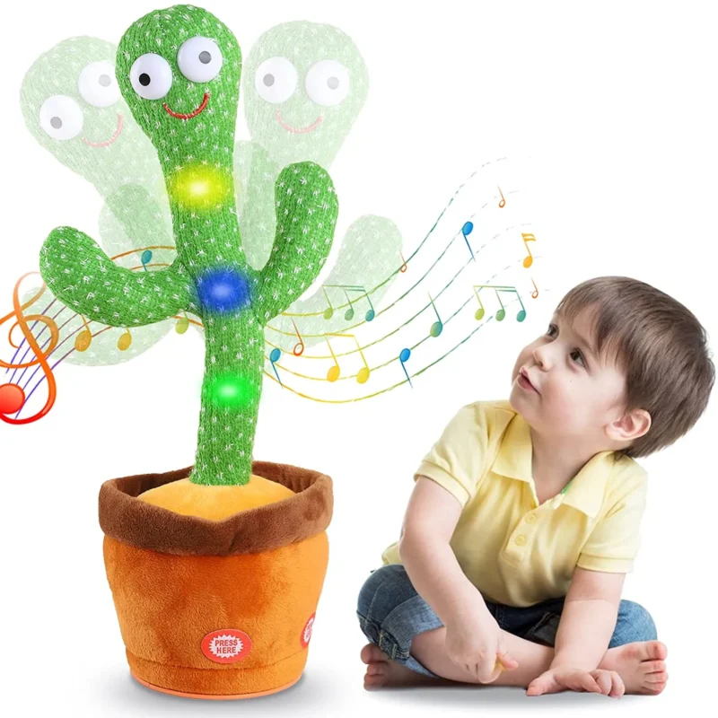 Kids Talking Cactus Toy – 120 Songs, LED & Home Decor